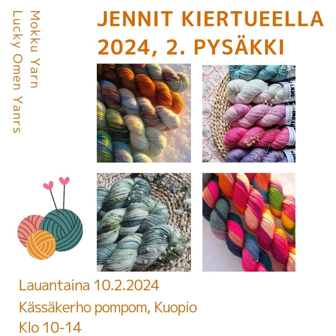 Mokku Yarn & Lucky Omen Yarns pop-up 10.2.2024 Kässäkerho Pom Pom Kuopio